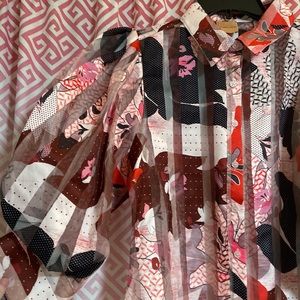 Puff sleeve blouse sheer with pattern